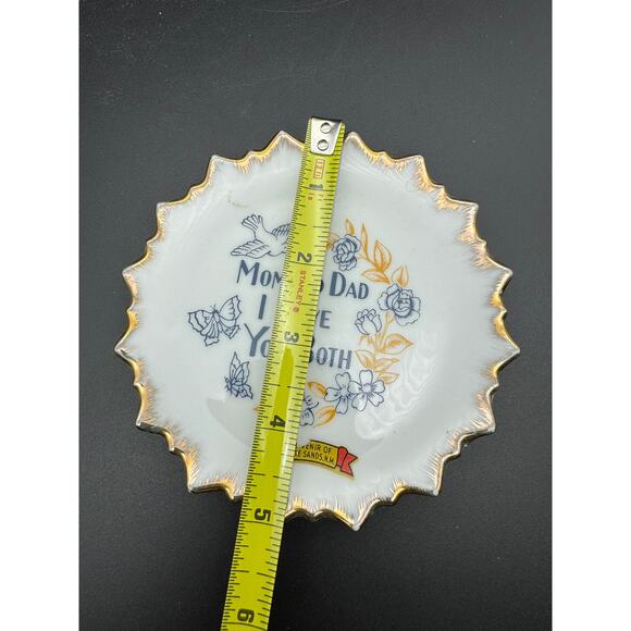 Mom & Dad I Love You Both Mini China Plate White Sands New Mexico Made in Japan - Picture 5 of 5